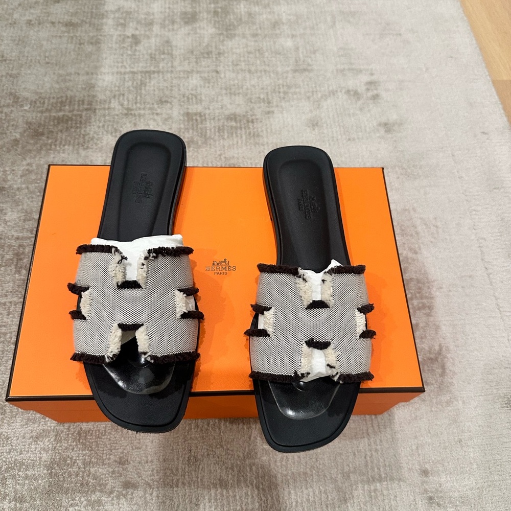 Hermes Black and White Sandals